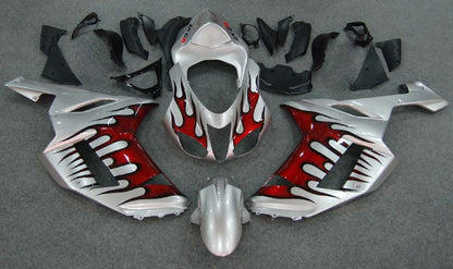 2007-2008 Fairings Kawasaki ZX6R ZX636 Silver & Red Flame ZX6R  Generic