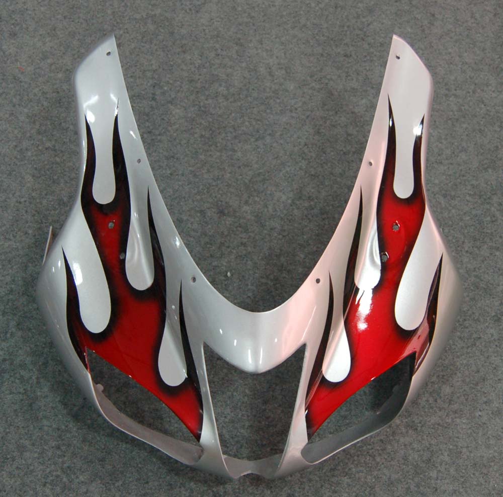 2007-2008 Fairings Kawasaki ZX6R ZX636 Silver & Red Flame ZX6R  Generic