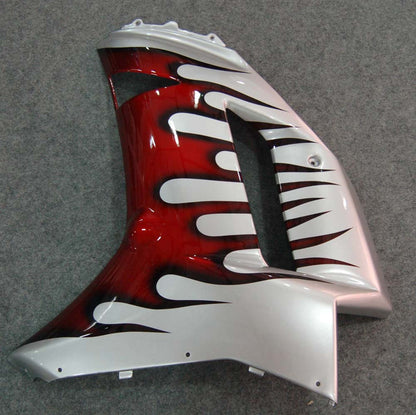 2007-2008 Fairings Kawasaki ZX6R ZX636 Silver & Red Flame ZX6R  Generic