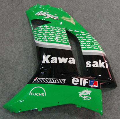 2007-2008 Fairings Kawasaki ZX6R ZX636 Green Black  ZX6R  Generic