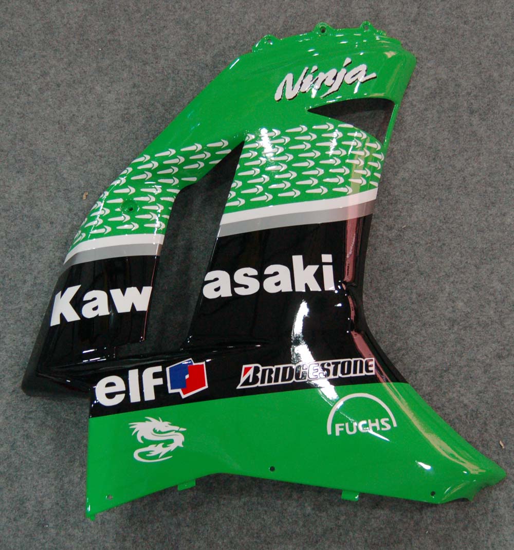 2007-2008 Fairings Kawasaki ZX6R ZX636 Green Black  ZX6R  Generic