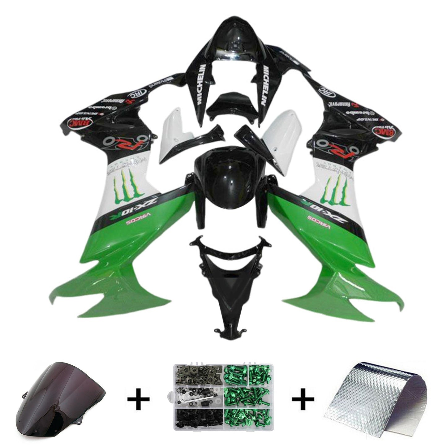 2008-2010 Kawasaki ZX10R Fairing Kit Bodywork Plastic ABS