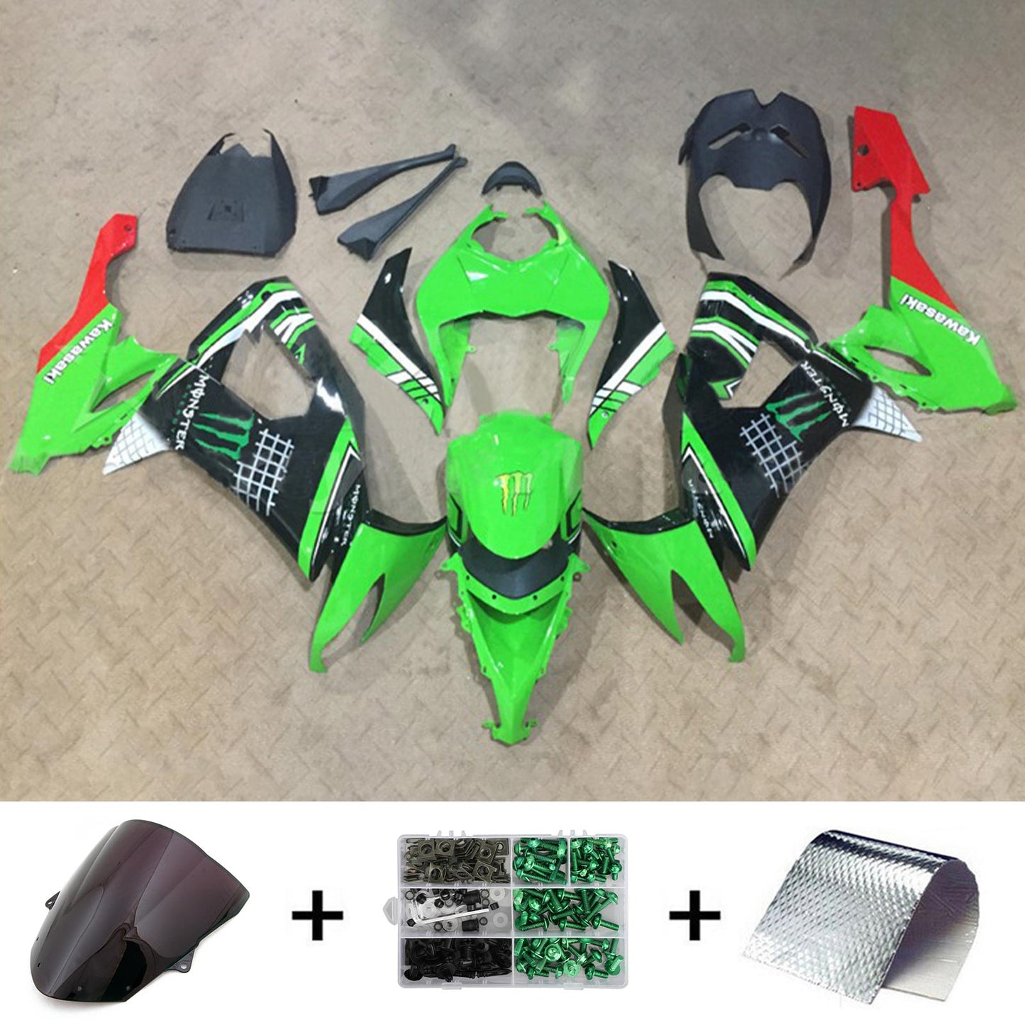 2008-2010 Kawasaki ZX10R Fairing Kit Bodywork Plastic ABS
