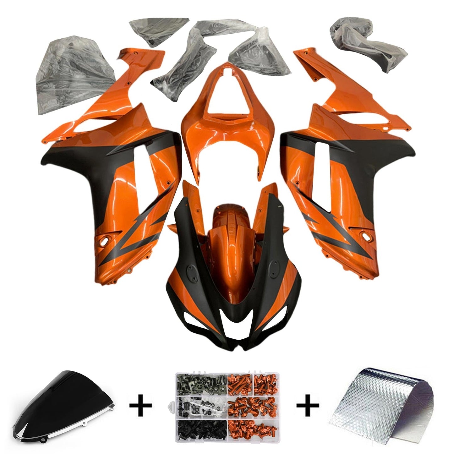 2007-2008 Kawasaki ZX6R 636 Fairing Kit Bodywork Plastic ABS