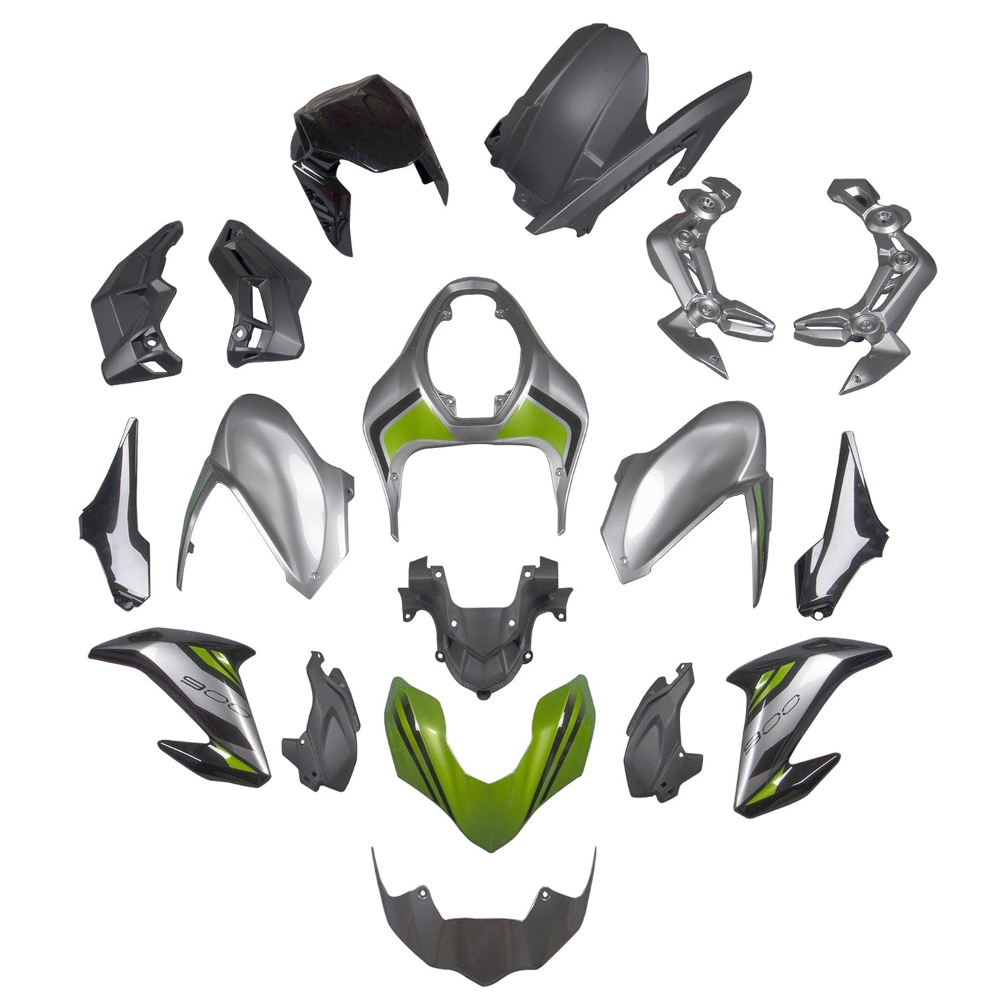 2017-2019 Fairing Fit for Kawasaki Z900 Silver Green Injection Plastic Bodywork